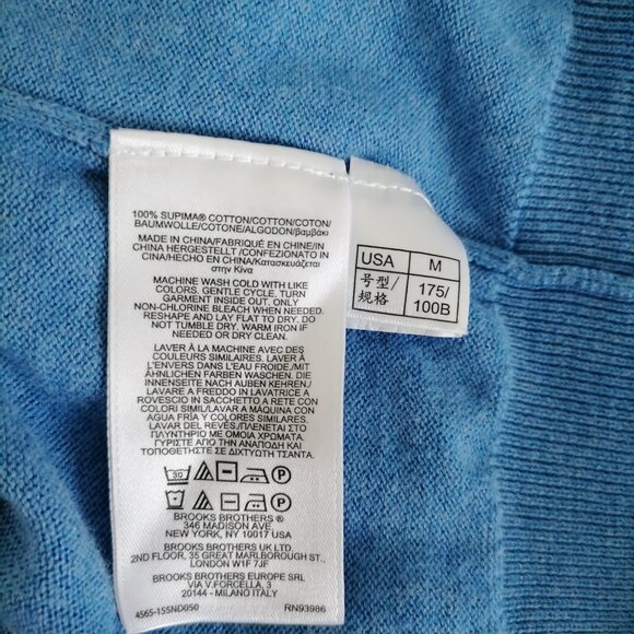 Brooks Brothers Supima Cotton Men's Blue V Neck Sleeveless Sweater Vest Size M - Picture 6 of 7